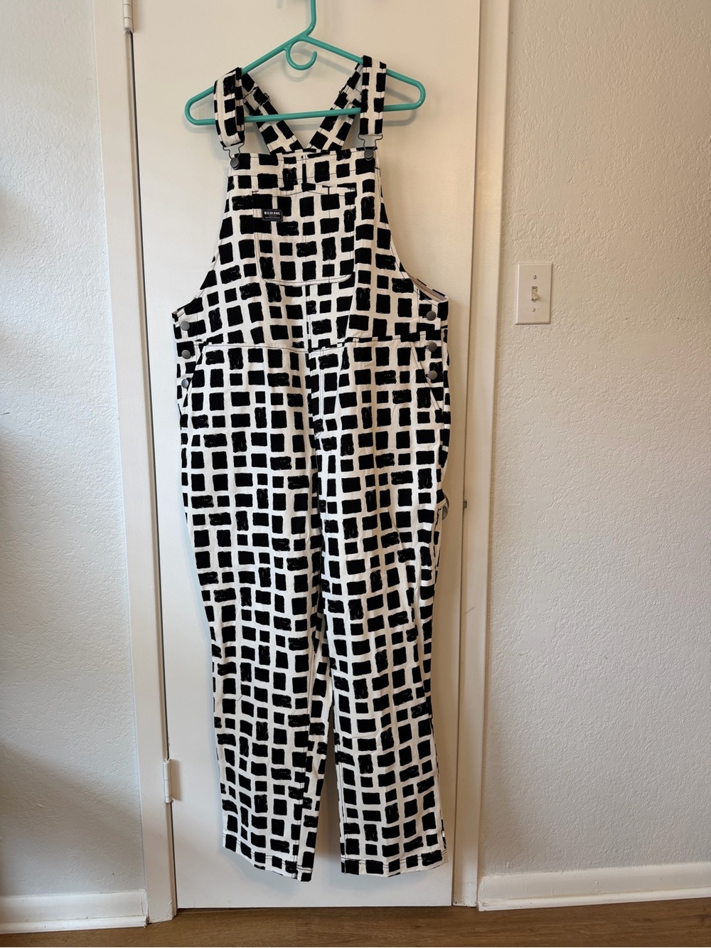 NWOT Wildfang Black & White Grid Print Overalls